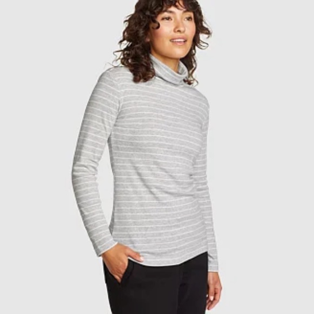 NWT Eddie Bauer Favorite Striped Knit Turtleneck, Large